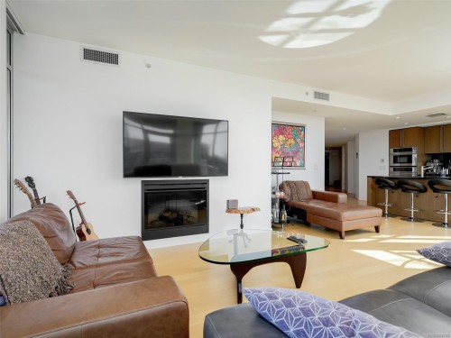 206-100 Saghalie Rd, Victoria, BC - Indoor Photo Showing Living Room With Fireplace