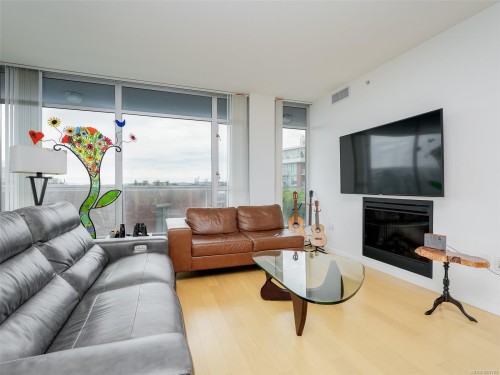 206-100 Saghalie Rd, Victoria, BC - Indoor Photo Showing Living Room With Fireplace