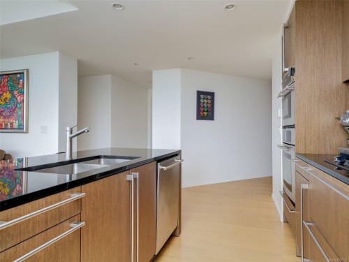 206-100 Saghalie Rd, Victoria, BC - Indoor Photo Showing Kitchen With Double Sink
