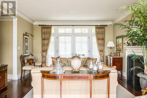 6 Ennisclare Drive W, Oakville, ON - Indoor Photo Showing Living Room With Fireplace