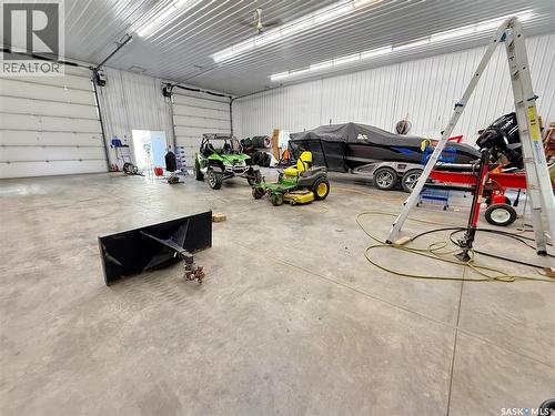 Lazy Dollar Ranch, Brock Rm No. 64, SK - Indoor Photo Showing Garage