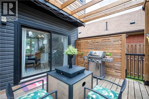 Wooden deck with grilling area - 47 Gruhn Street, Kitchener, ON - Outdoor With Deck Patio Veranda With Exterior