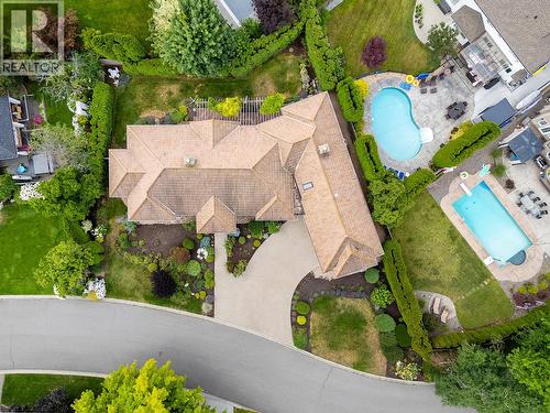 Aerial view of home - 463 Carona Crescent, Kelowna, BC - Outdoor With In Ground Pool With View