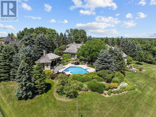 Enjoy 2.5 Acres of Beautifully Manicured Grounds! - 10090 Pineview Trail, Milton, ON - Outdoor With In Ground Pool With View