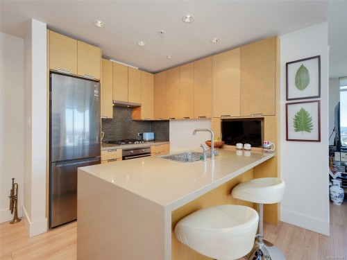 1705-83 Saghalie Rd, Victoria, BC - Indoor Photo Showing Kitchen With Stainless Steel Kitchen