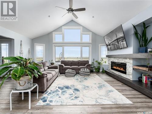 Adrian Acreage, Moose Jaw Rm No. 161, SK - Indoor Photo Showing Living Room With Fireplace