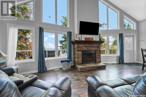 217 Beach Avenue, Mervin Rm No.499, SK - Indoor Photo Showing Living Room With Fireplace