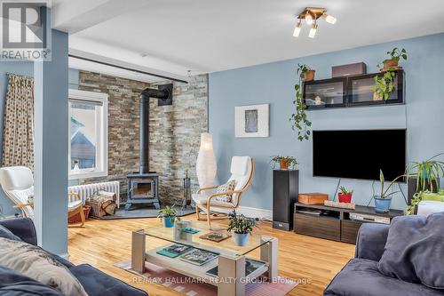 wood burning stove - 396 Daly Avenue, Ottawa, ON - Indoor Photo Showing Living Room With Fireplace