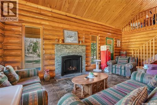 Bergen Acreage, Torch River Rm No. 488, SK - Indoor Photo Showing Living Room With Fireplace