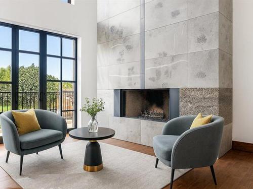 Salon - 403-2150 Boul. Pie-Ix, Montréal (Mercier/Hochelaga-Maisonneuve), QC - Indoor Photo Showing Living Room With Fireplace