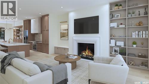 709 Lansdowne Avenue, Saskatoon, SK - Indoor Photo Showing Living Room With Fireplace