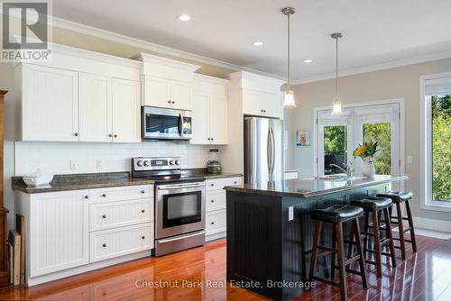 Dining room with large centre island to entertain - 77 Findlay Drive, Collingwood, ON - Indoor Photo Showing Kitchen With Upgraded Kitchen