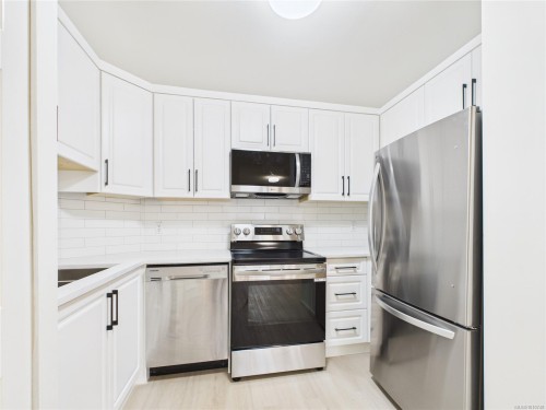 102-1028 Balmoral Rd, Victoria, BC - Indoor Photo Showing Kitchen With Stainless Steel Kitchen With Upgraded Kitchen
