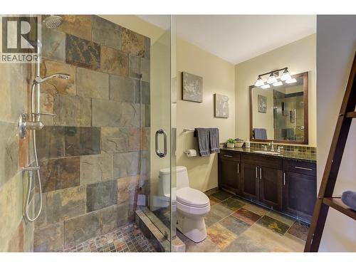 Ensuite 3 piece bathroom with tile & glass shower - 7172 Brent Road, Peachland, BC - Indoor Photo Showing Bathroom