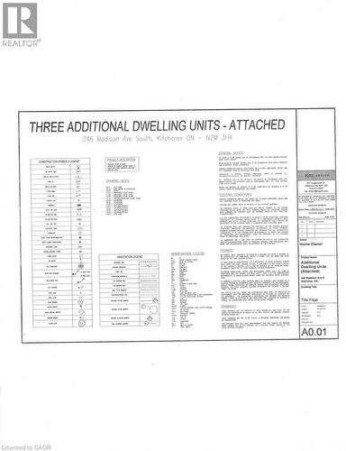 Plans Cover Page - 246 Madison Avenue S, Kitchener, ON - Other