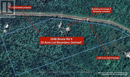 Map of the 22 acre property. - 2248 Bruce Rd 9 Road, Northern Bruce Peninsula, ON 