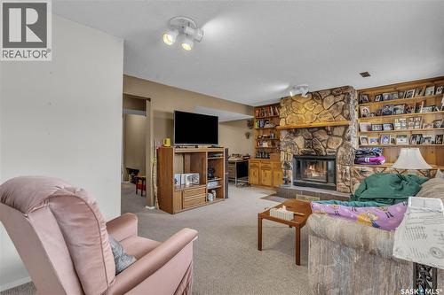 110 Salemka Crescent, Regina, SK - Indoor Photo Showing Living Room With Fireplace