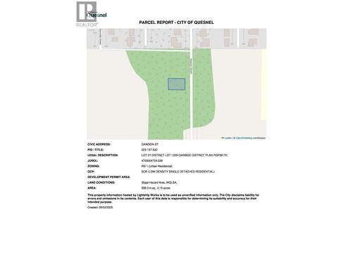 Lot 27 Dawson Street, Quesnel, BC 