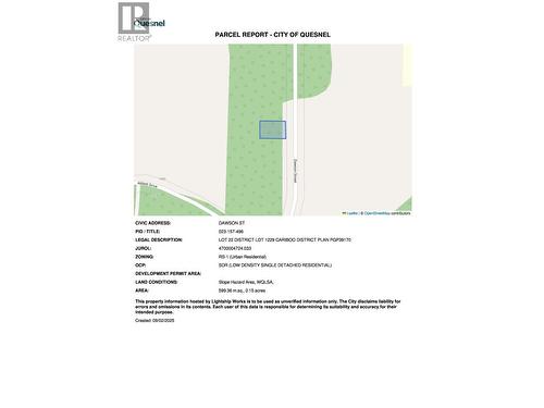 Lot 22 Dawson Street, Quesnel, BC 
