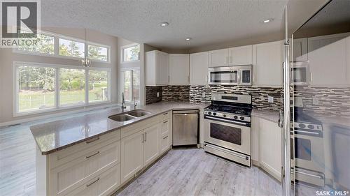 5006 Wascana Vista Court, Regina, SK - Indoor Photo Showing Kitchen With Stainless Steel Kitchen With Double Sink With Upgraded Kitchen