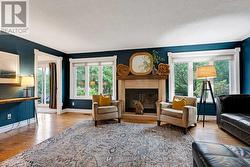 Living Room w Stone Fireplace - 