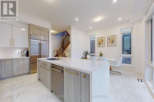 Designer Gold Hardware With Under-Cabinet Lighting - 40 Chiara Rose Lane, Richmond Hill, ON - Indoor Photo Showing Kitchen With Double Sink
