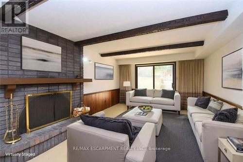 Virtually Staged - 30 Terrace Drive, Hamilton, ON - Indoor Photo Showing Living Room With Fireplace