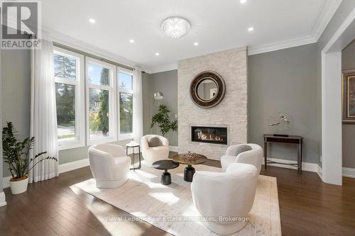 Living Room - 1285 Mineola Gardens, Mississauga, ON - Indoor Photo Showing Living Room With Fireplace