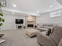 rec room with gas fireplace - 