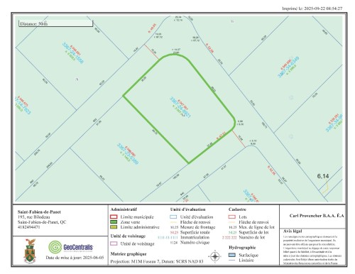 Plan (croquis) - Ch. Du Domaine-Évangeline, Saint-Fabien-De-Panet, QC 