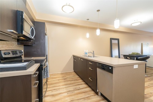 206-5822 Garden St, Duncan, BC - Indoor Photo Showing Kitchen With Double Sink