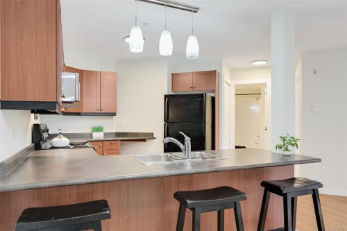 201-893 Hockley Ave, Langford, BC - Indoor Photo Showing Kitchen With Double Sink