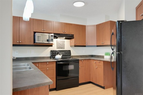 201-893 Hockley Ave, Langford, BC - Indoor Photo Showing Kitchen With Double Sink