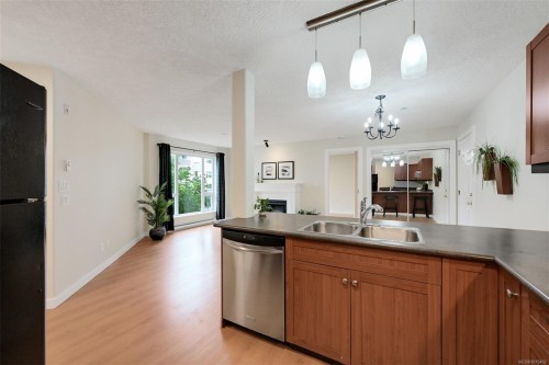 201-893 Hockley Ave, Langford, BC - Indoor Photo Showing Kitchen With Double Sink