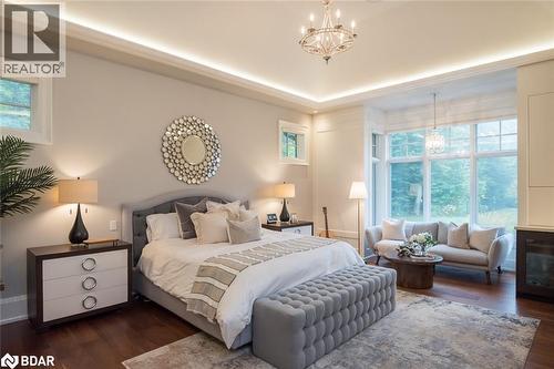 Primary Suite complete with kitchentte, fireplace, his & her dressing rooms, a private study / library & laundry! - 13160 Nassagaweya Esquesing Townline, Milton, ON - Indoor Photo Showing Bedroom