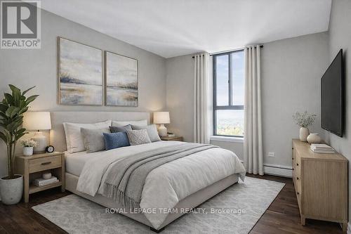 Virtually staged 2nd bedroom - 2509/2510 - 515 St Laurent Boulevard, Ottawa, ON - Indoor Photo Showing Bedroom