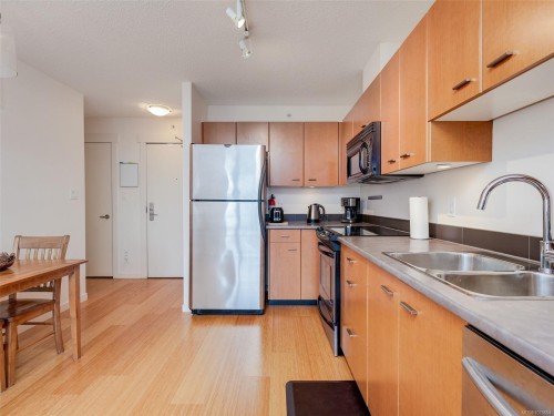 1010-751 Fairfield Rd, Victoria, BC - Indoor Photo Showing Kitchen With Double Sink
