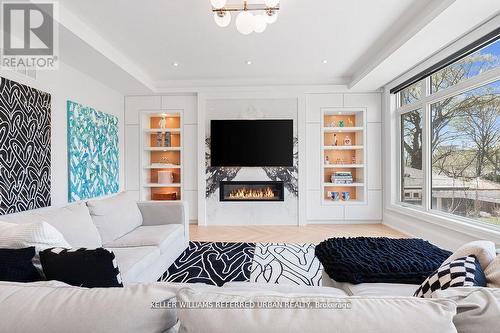 54 Cronin Drive, Toronto, ON - Indoor Photo Showing Living Room With Fireplace