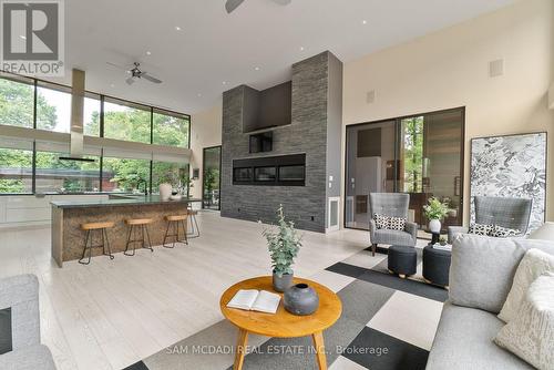 1287 Birchview Drive, Mississauga, ON - Indoor Photo Showing Living Room With Fireplace
