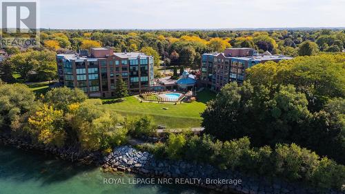 Birdseye view. Walking path in foreground. - 2206 - 701 Geneva Street, St. Catharines (Lakeshore), ON - Outdoor With Body Of Water With View