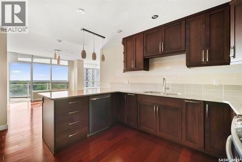 704 2300 Broad Street, Regina, SK - Indoor Photo Showing Kitchen With Double Sink