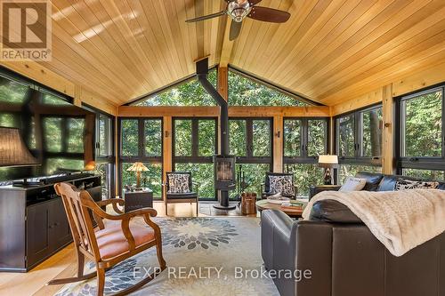 sunroom with fireplace - 208 Lorne Avenue, Newmarket, ON - 