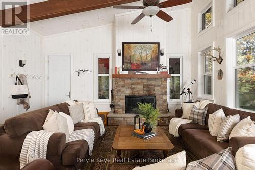 1127 Whispering Pines Trail, Bracebridge (Oakley), ON - Indoor Photo Showing Living Room With Fireplace