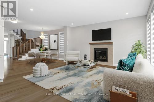 Virtually Staged-Living Room - 896 Sendero Way, Ottawa, ON - Indoor Photo Showing Living Room With Fireplace