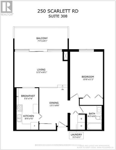 Floor Plan 856 + 132 Balc = 988 Total Square Feet - 308 - 250 Scarlett Road, Toronto, ON - Other