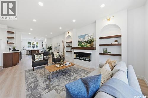 1914 Herman Avenue, Saskatoon, SK - Indoor Photo Showing Living Room With Fireplace