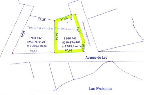 Plan (croquis) - Av. Du Lac, Preissac, QC 