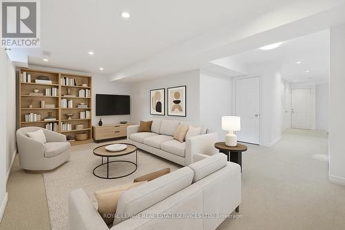 Virtually Staged Recreation Room w/Berber Brdlm. - 1324 Ashwood Terrace, Oakville, ON - Indoor Photo Showing Living Room