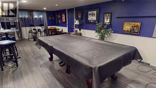 Playroom with billiards, wood finished floors, and recessed lighting - 113 Edmund Road, Kitchener, ON - Indoor Photo Showing Other Room