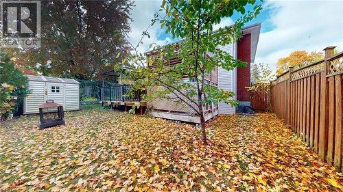 Fenced backyard featuring a deck and a shed - 113 Edmund Road, Kitchener, ON - Outdoor